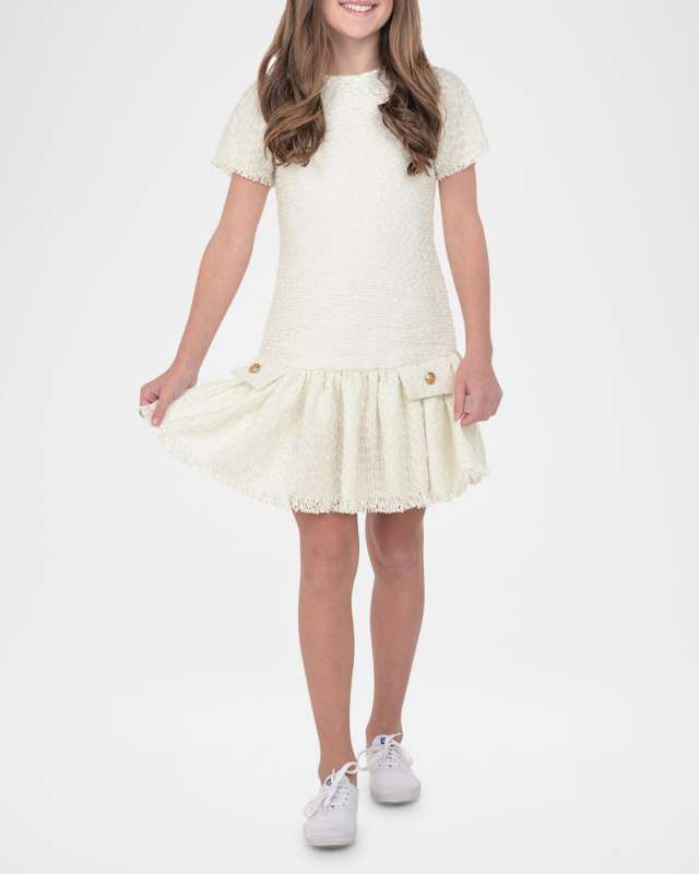 Girl's Renee Drop Waist Tweed Dress, Size 7-16
